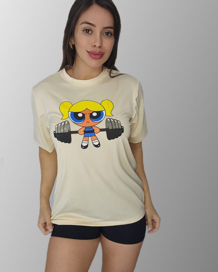 Oversized Drifit Bege Meninas Super Poderosa Lindinha