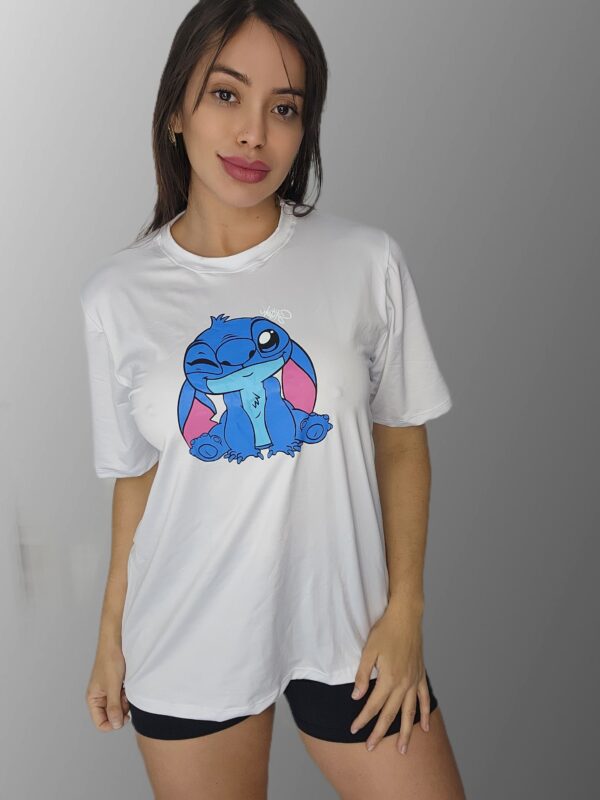 Oversized Drifit Branco Lilo & Stitch