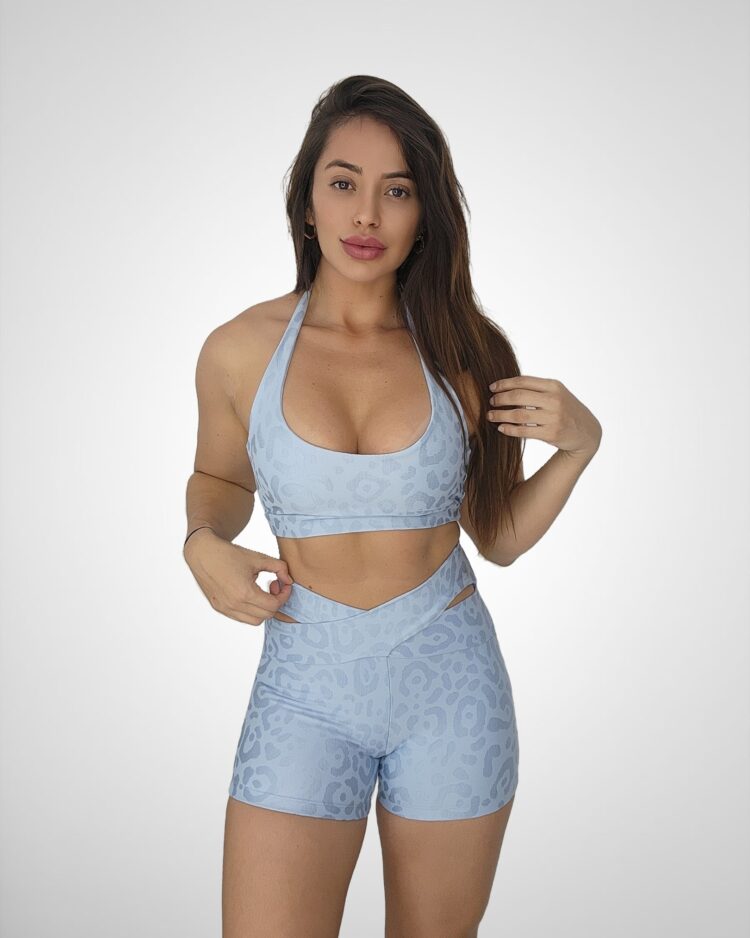 Conjunto Short Básico Cós Cruzado New Onça Fit Frozen