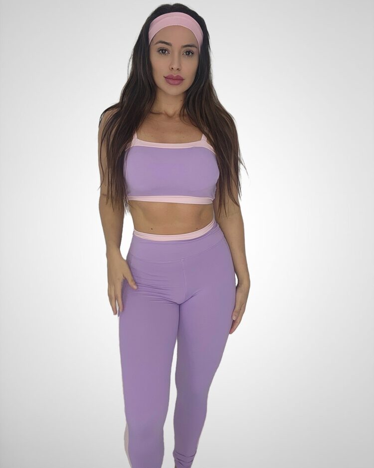 Conjunto Calça Legging Básica  Lavanda & Rosa