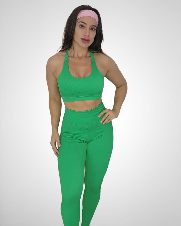 Conjunto Calça Poliamida Canelado premium  Verde
