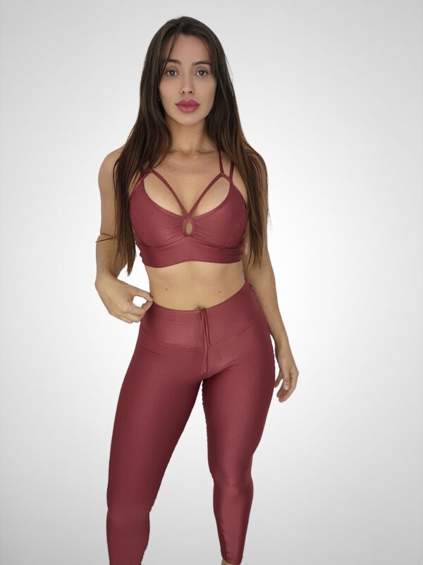 Conjunto Legging Empina + Top Compressão Wine - Único