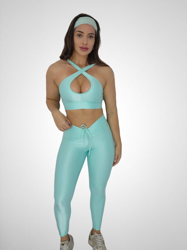 Conjunto Legging Empina + Top Compressão 3 Modelos Azul Cel - Imagem 2