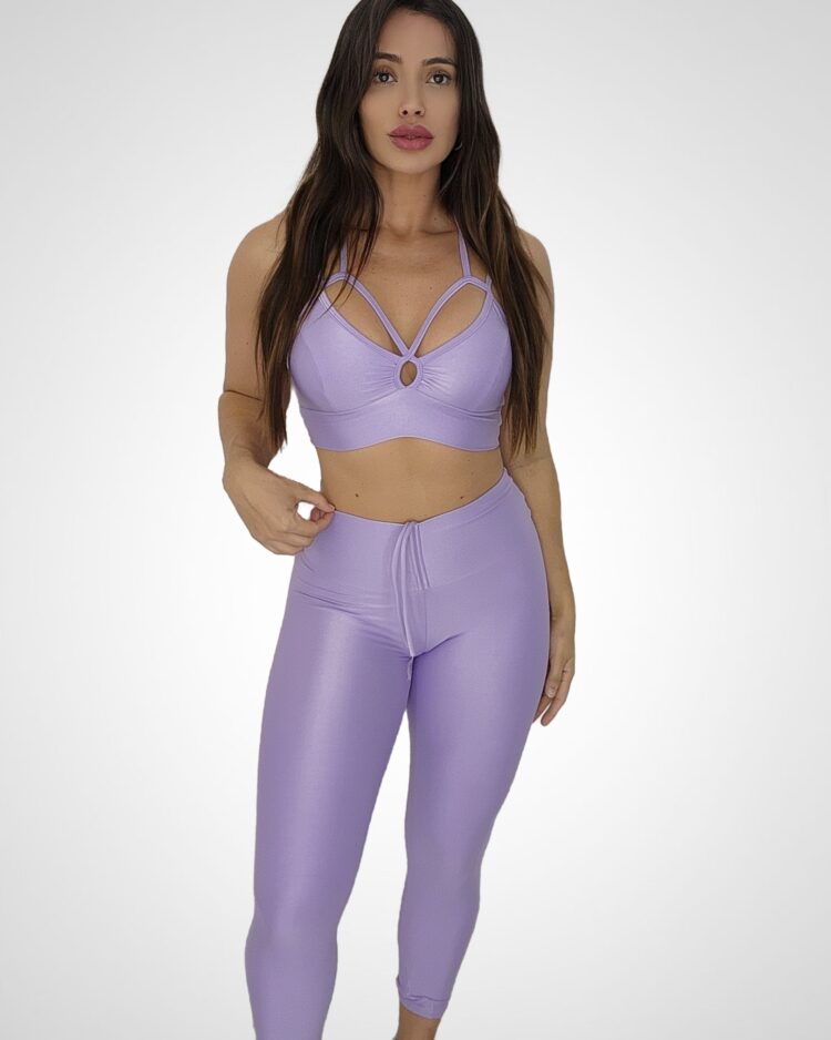 Conjunto Legging Empina + Top Compressão Lavanda