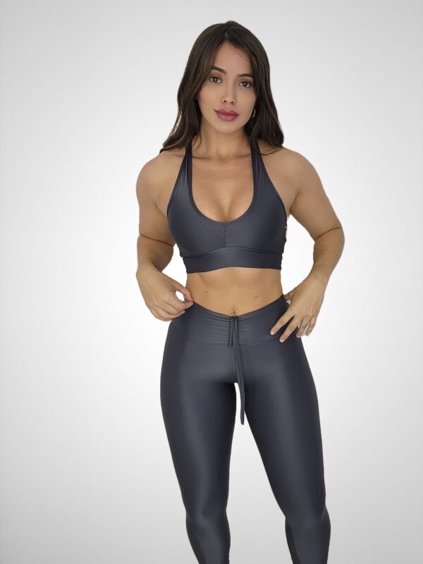 Conjunto Legging Empina + Top Compressão 3 Modelos Chumbo - Imagem 2