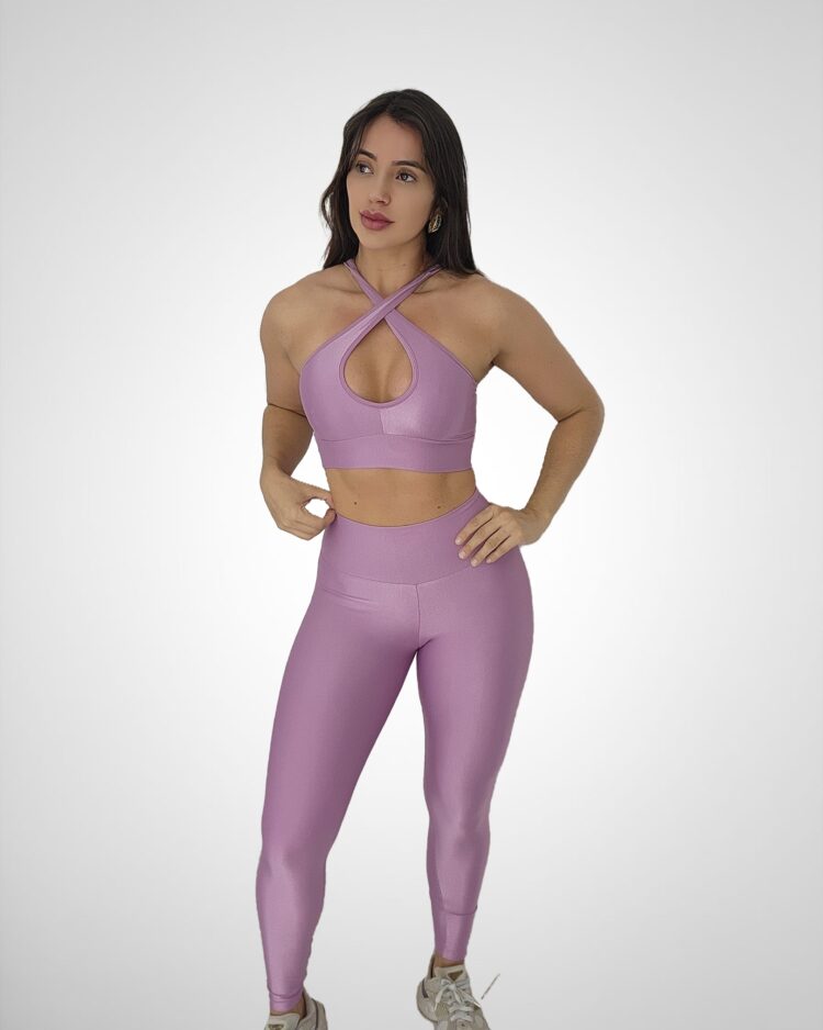 Conjunto Legging Basica + Top Compressão 3 Modelos Lavanda