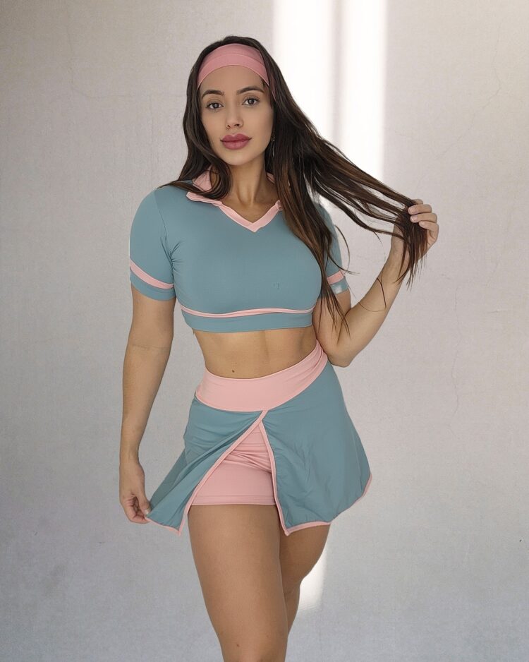 Conjunto Saia + Top Poliamida com Elastano – Tamanho Único Verde bebe/Rose