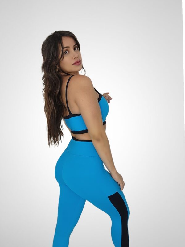 Conjunto Calça Legging Básica  Azul Ceu/Preto - Imagem 2